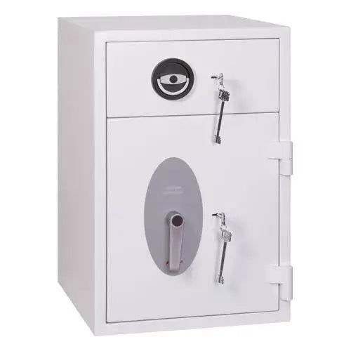 Phoenix HS1090 Series Deposit Safes HS1090KD- DF safe with secure locking mechanisms and deposit slot.